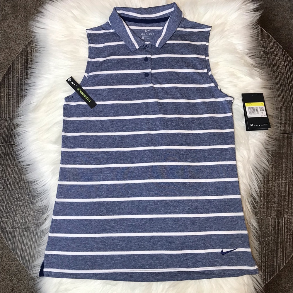 NIKE | Sleeveless Golf Top Small Blue & White